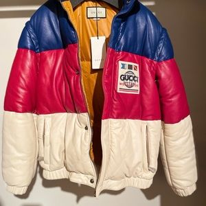 GUCCI Retro Puffer Bomber Jacket W/ Logo Patch